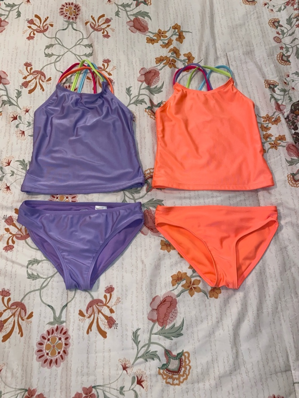 wonder nation Girls Two-Piece Tankini Set - Purple & Neon Orange